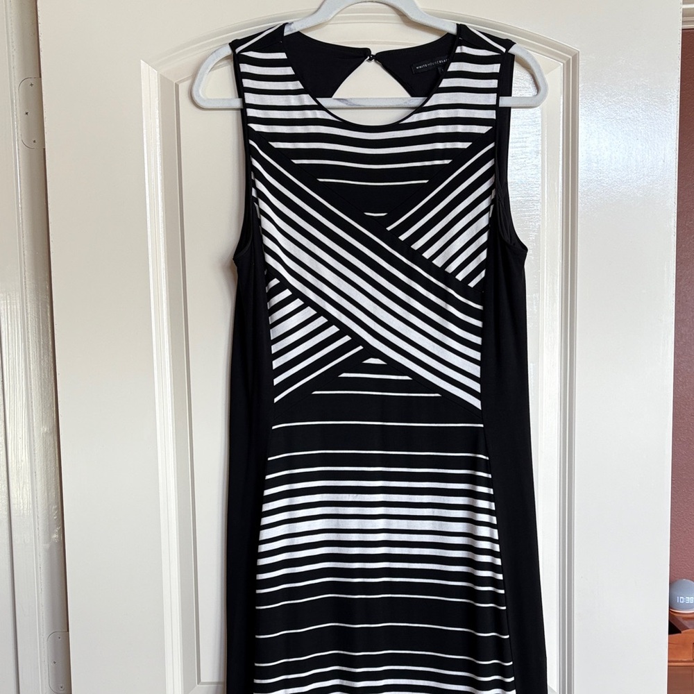 White House Black Market Black and White Striped Maxi Dress